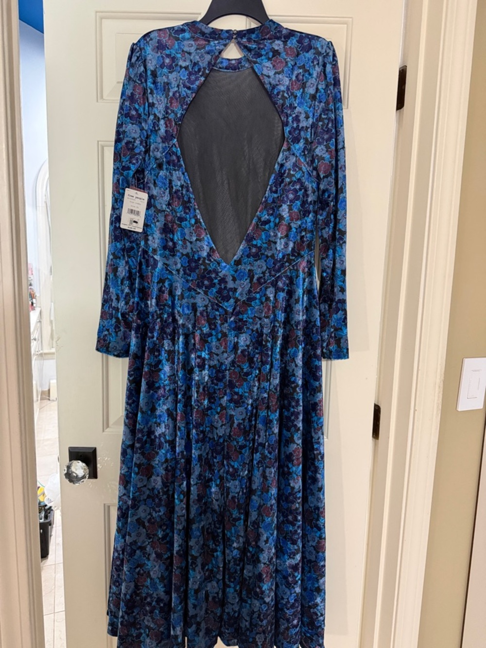 Free People Blue Floral Long Sleeve Midi Dress - Picture 3 of 5